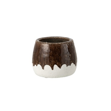 Macetero cerámica bicolor blanca 19,5 x 19,5 x 15 cm
