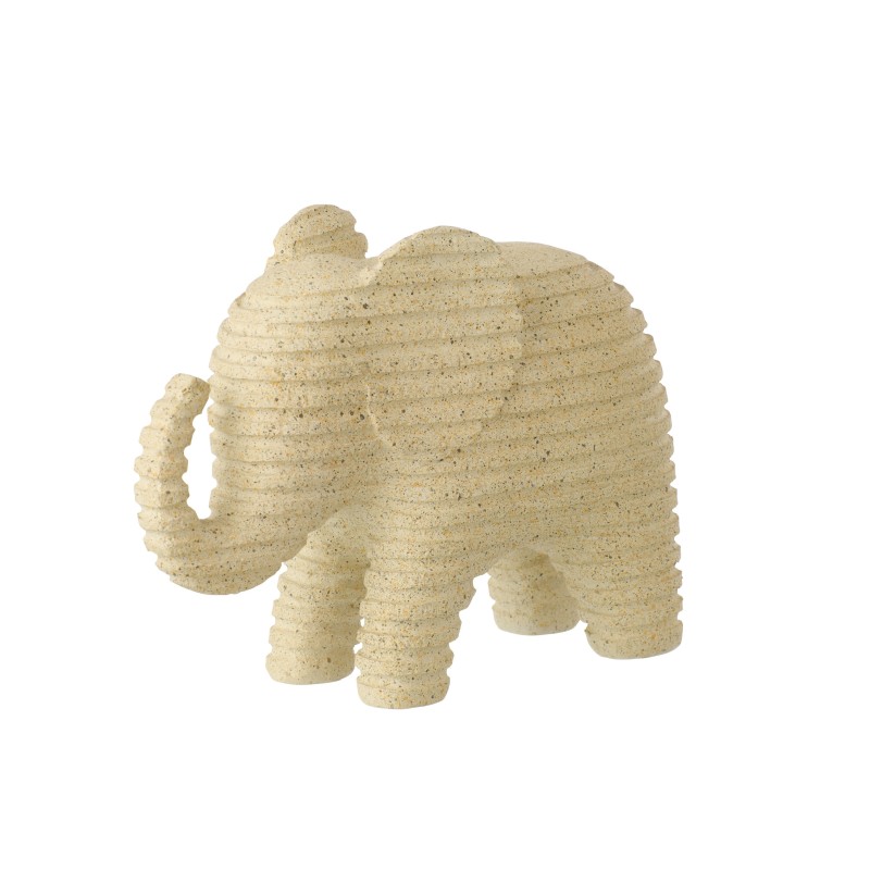 Elefante rayado de poliresina beige 22,2 x 9 x 16,7 cm