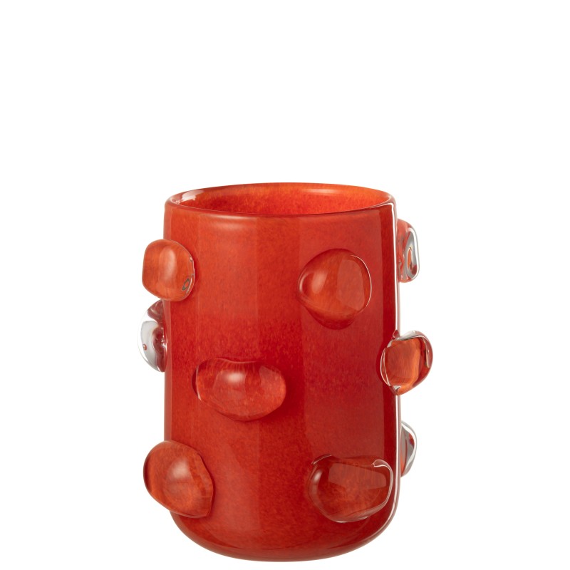 Vaso de vidro vermelho 19x19x23 cm Vaso de vidro vermelho 19x19x23 cm