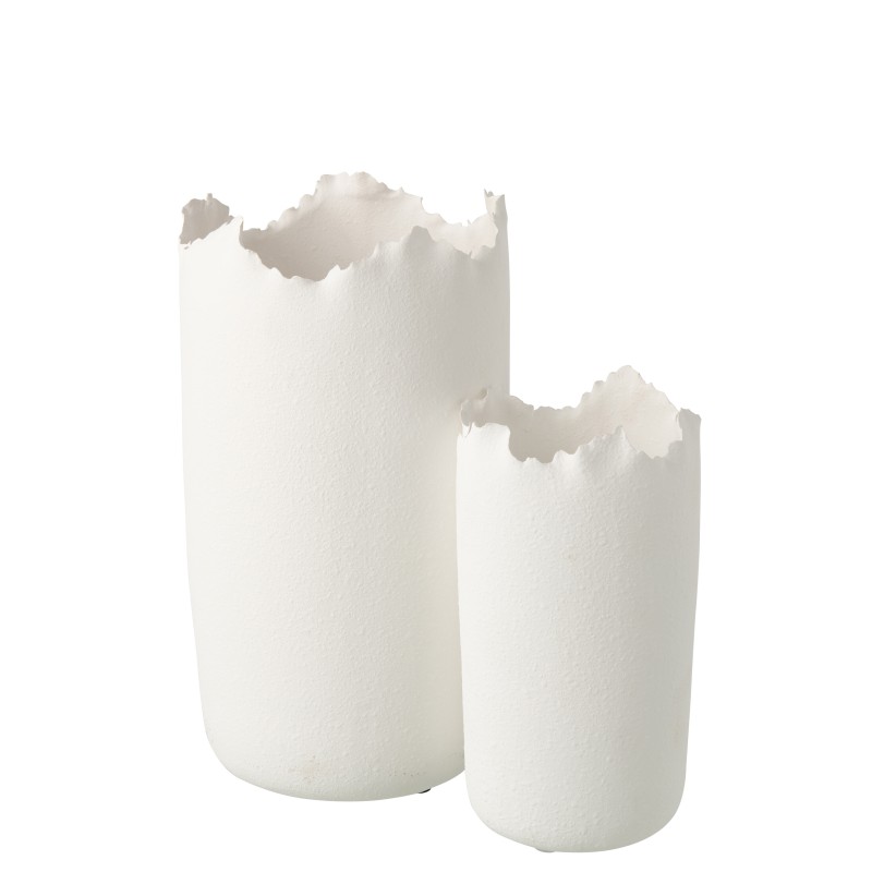 Jarrón irregular de cerámica blanco 21 x 21 x 37,5 cm Jarrón irregular de cerámica blanco 21 x 21 x 37,5 cm