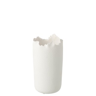 Jarrón irregular de cerámica blanco 15 x 15 x 28,5 cm