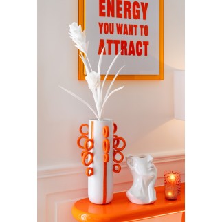 Pot en porcelaine blanc et orange 65x37x57.5 cm