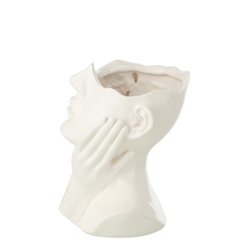 Cache-pot femme en polyrésine blanc 21x20x27.5 cm Cache-pot femme en polyrésine blanc 21x20x27.5 cm