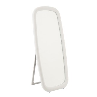 Specchio rettangolare su piedistallo con cornice in legno bianco 80x7x180 cm