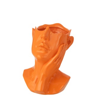 Cache-pot femme en polyrésine orange 21x20x27.5 cm