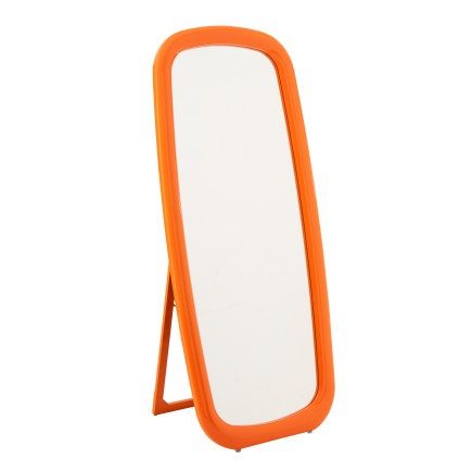 Miroir rectangle sur pied cadre bois orange 80x7x180 cm