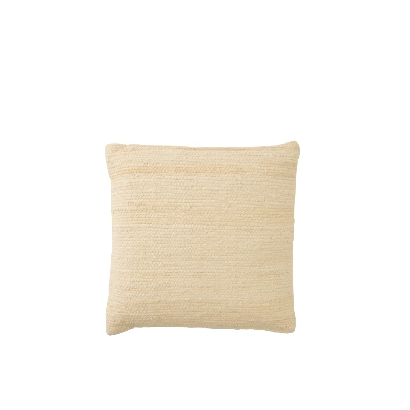 Coussin carré en coton beige 45x45x15 cm