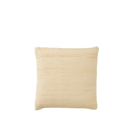 Coussin carré en coton beige 45x45x15 cm