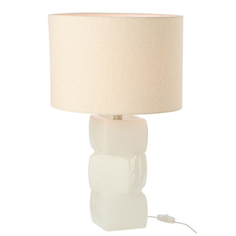 Candeeiro de mesa em vidro branco 32x32x62 cm Candeeiro de mesa em vidro branco 32x32x62 cm