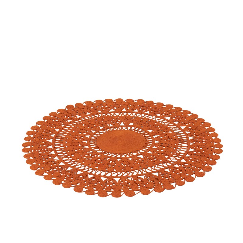 Alfombra oriental redonda de yute naranja 125 x 125 x 0,5 cm Alfombra oriental redonda de yute naranja 125 x 125 x 0,5 cm