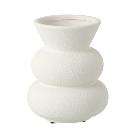 Vaso cónico em cerâmica branca 20,5 x 20,5 x 24,5 cm