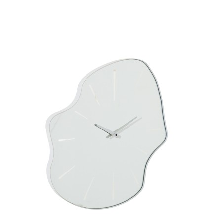 Relógio irregular em vidro branco 55x3x64,5 cm