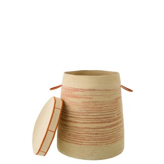Cesto in giunco marrone chiaro 51x51x60 cm