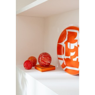Pisapapeles bola de cristal naranja 12 x 12 x 12 cm