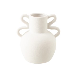 Vaso com duas alças em cerâmica branca 20x16,5x21 cm
