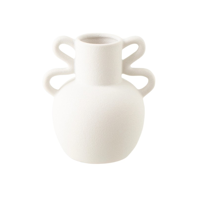 Vaso con 2 manici in ceramica bianca 20x16,5x21 cm