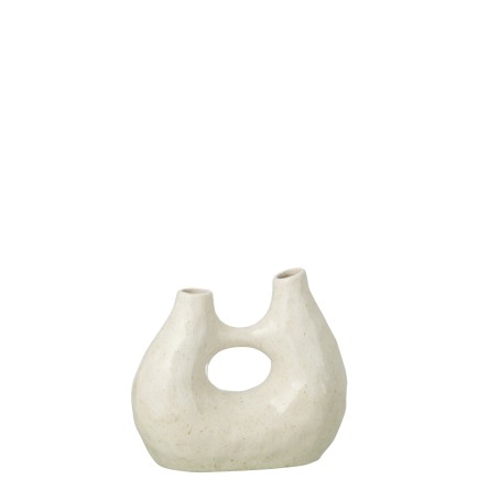 Jarrón de cerámica blanco roto 24,5 x 11 x 21,5 cm