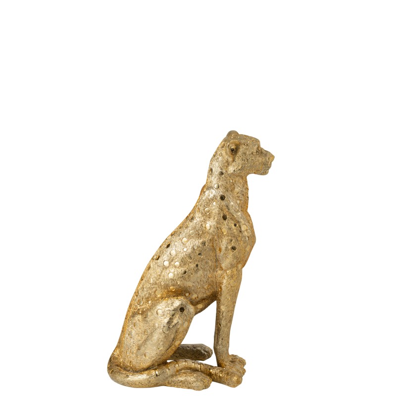 Estatua de leopardo en poliresina dorada 39 x 25 x 60,5 cm Estatua de leopardo en poliresina dorada 39 x 25 x 60,5 cm