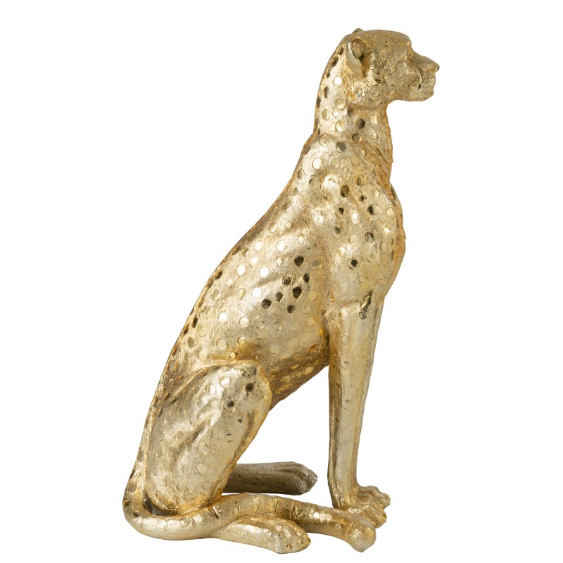 Statua leopardo in poliresina dorata 55x36x88 cm Statua leopardo in poliresina dorata 55x36x88 cm