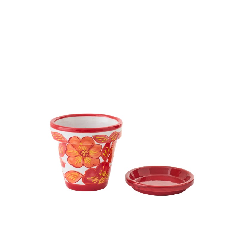 Cache-pot avec soucoupe en céramique orange 21x21x19 cm Cache-pot avec soucoupe en céramique orange 21x21x19 cm