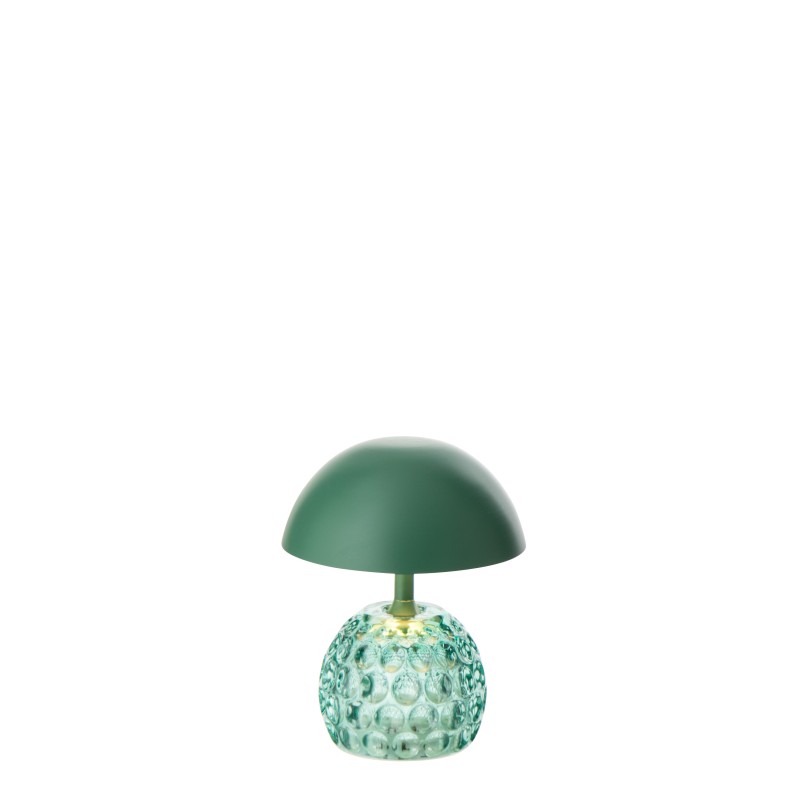 Lampada da tavolo a LED in vetro e metallo verde scuro 13,5x13,5x15,7 cm Lampada da tavolo a LED in vetro e metallo verde scuro 13,5x13,5x15,7 cm