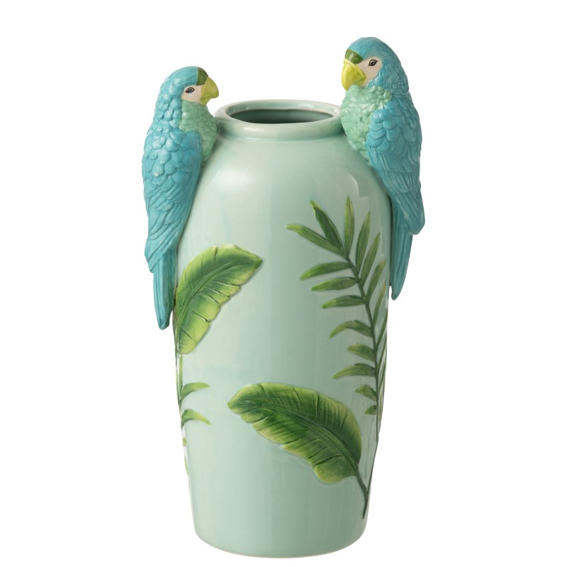 Vaso papagaio em cerâmica verde 20,3 x 16 x 38 cm Vaso papagaio em cerâmica verde 20,3 x 16 x 38 cm