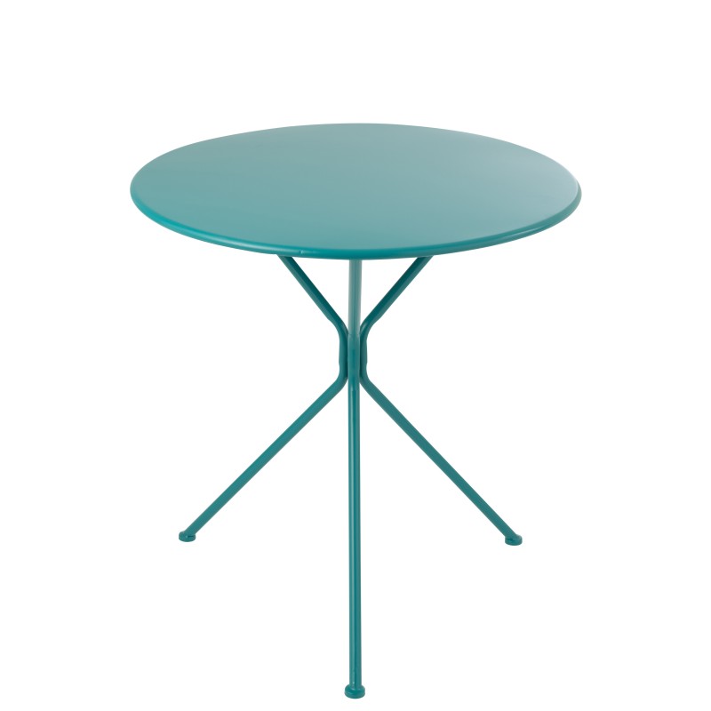 Tavolo da giardino a tre gambe in metallo blu 70x70x72 cm Tavolo da giardino a tre gambe in metallo blu 70x70x72 cm