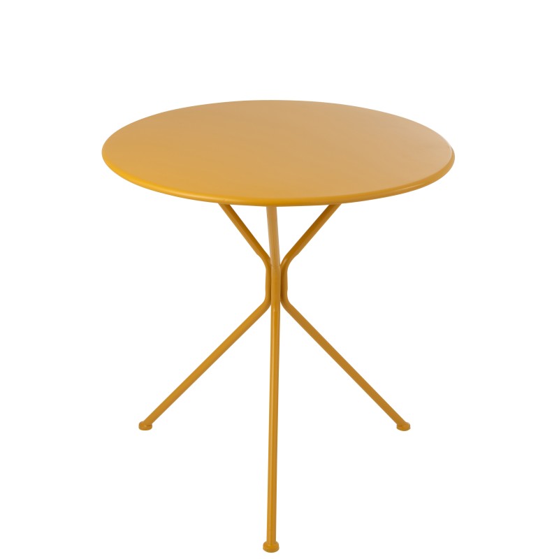 Mesa de jardín trípode de metal amarillo 70 x 70 x 72 cm Mesa de jardín trípode de metal amarillo 70 x 70 x 72 cm