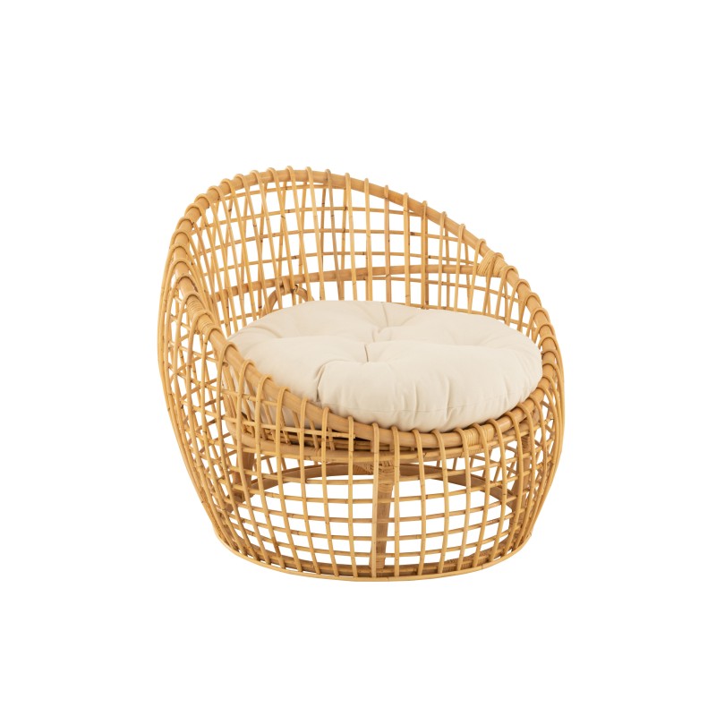 Cadeira com almofada em rattan natural bege 79x84x67 cm Cadeira com almofada em rattan natural bege 79x84x67 cm