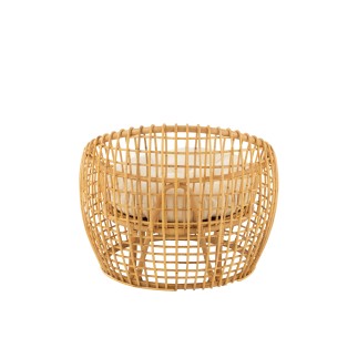 Silla con cojín de ratán natural beige 79 x 84 x 67 cm