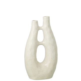 Jarrón de cerámica blanco roto 22 x 11 x 41 cm