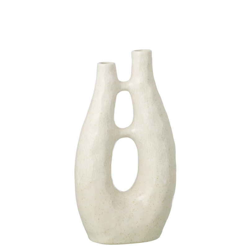 Jarrón de cerámica blanco roto 22 x 11 x 41 cm Jarrón de cerámica blanco roto 22 x 11 x 41 cm