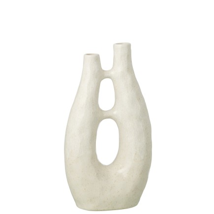 Vaso de cerâmica branco sujo 22x11x41 cm
