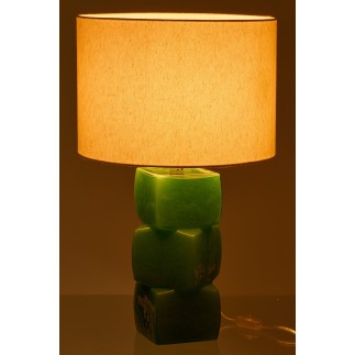 Candeeiro de mesa em vidro verde 32x32x62 cm