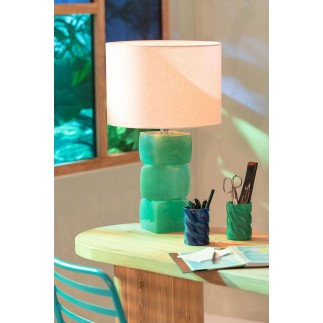Candeeiro de mesa em vidro verde 32x32x62 cm