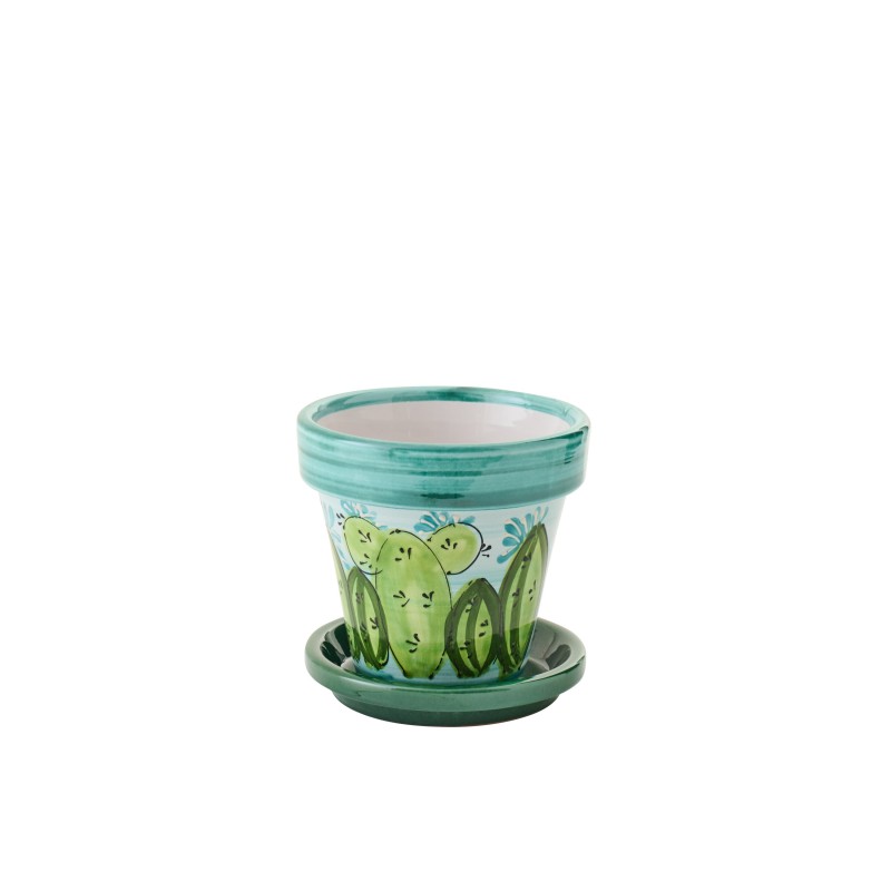 Cache-pot avec soucoupe en céramique multicouleur 21x21x19 cm Cache-pot avec soucoupe en céramique multicouleur 21x21x19 cm