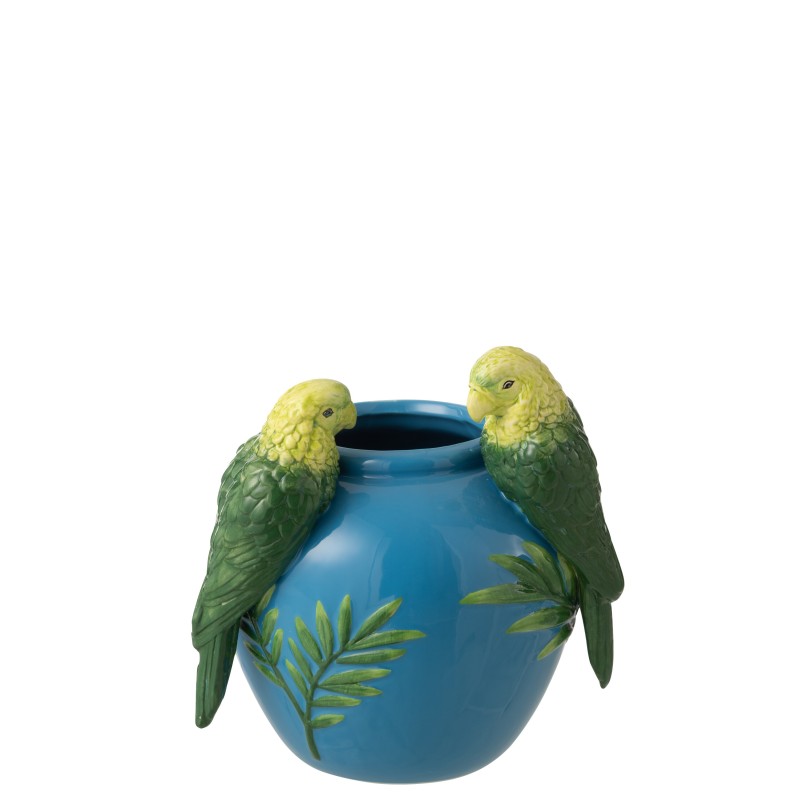 Vase perroquet en céramique vert 21x19x24 cm