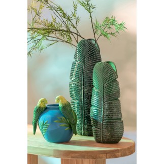 Vase perroquet en céramique vert 21x19x24 cm