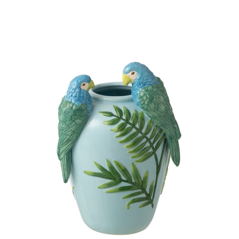 Vase perroquet en céramique vert 20.5x19x31.5 cm