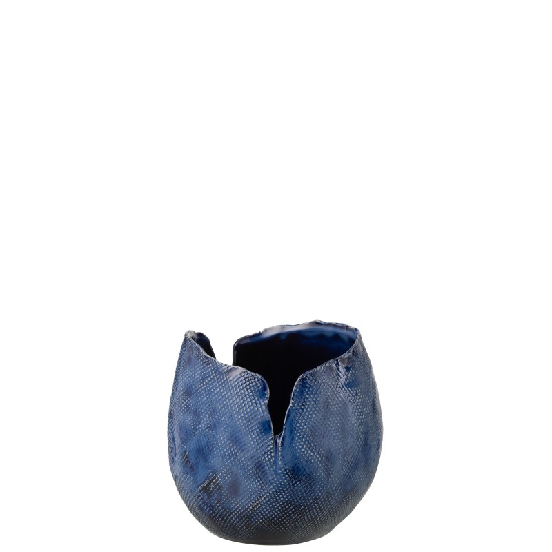 Jarrón de cerámica azul 20 x 19 x 19,5 cm Jarrón de cerámica azul 20 x 19 x 19,5 cm