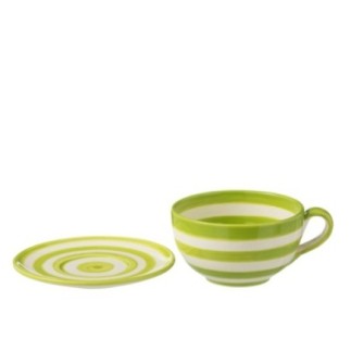 Tasse et sous-tasse en céramique vert clair 13x13x7 cm