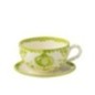Tasse et sous-tasse en céramique verte 13x13x7 cm