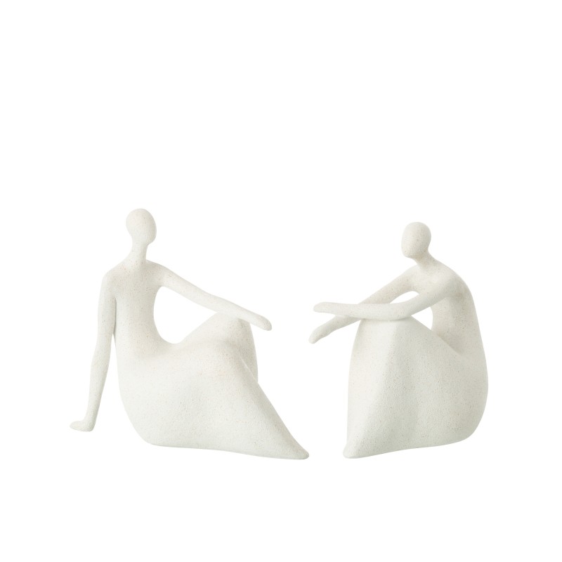 Set de 2 figurine femme assise en polyrésine blanc 25x10x22.5 cm Set de 2 figurine femme assise en polyrésine blanc 25x10x22.5 cm