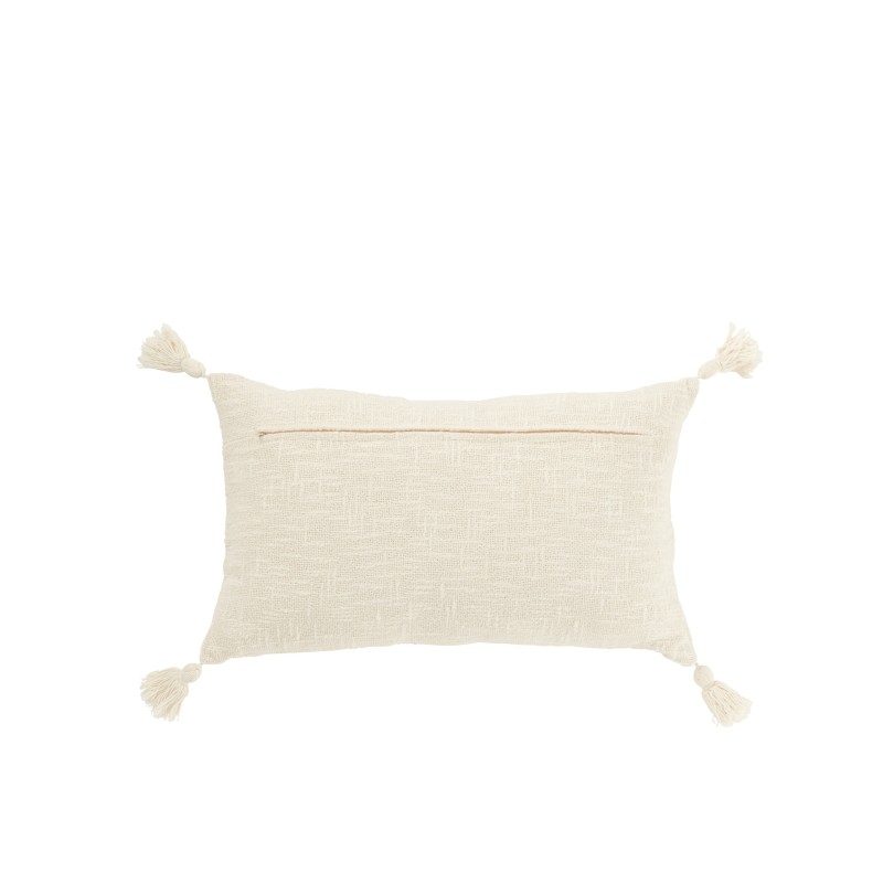 Cojín rectangular de algodón blanco y amarillo, 30 x 50 x 15 cm. Cojín rectangular de algodón blanco y amarillo, 30 x 50 x 15 cm.