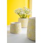 Cache-pot fleurs en ciment jaune 16x16x13 cm