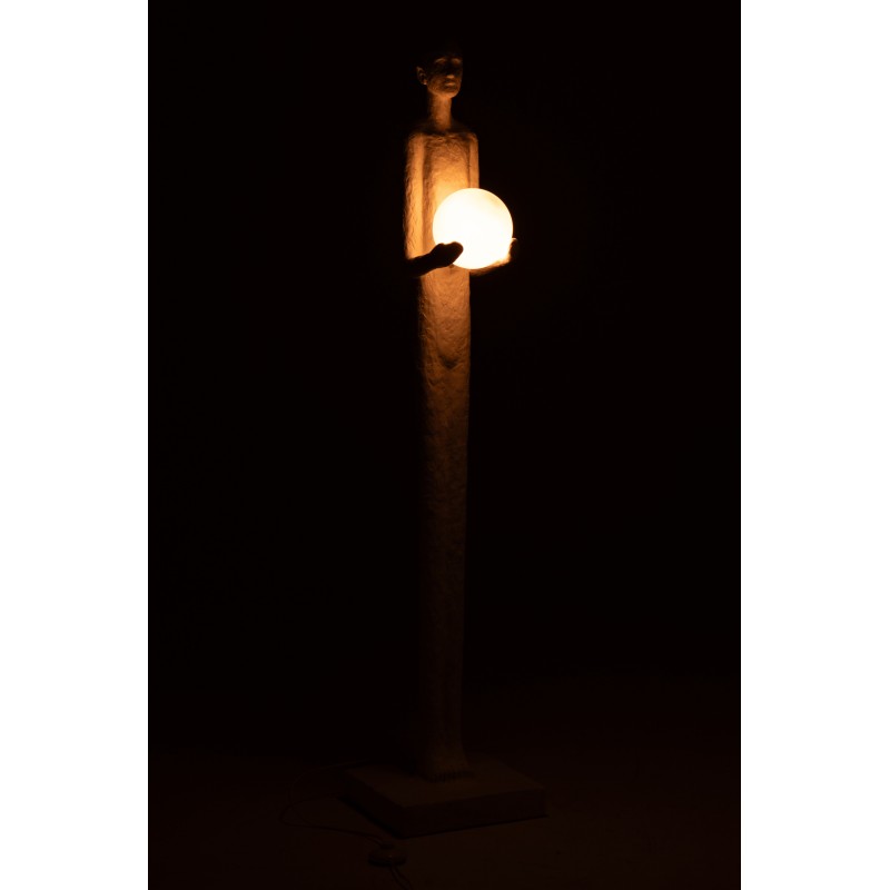 Lampadaire personnage en polyrésine blanc 38.5x31x151 cm Lampadaire personnage en polyrésine blanc 38.5x31x151 cm