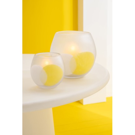 Portavelas esfera de cristal blanco 14,5 x 14,5 x 14 cm