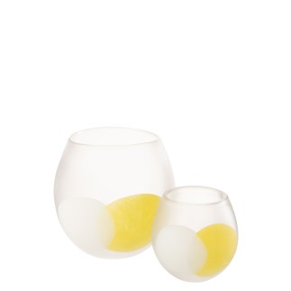 Portavelas esfera de cristal blanco 21,5 x 21,5 x 22 cm