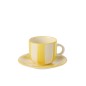 Tasse et sous-tasse ligné en céramique jaune 15x15x8 cm Tasse et sous-tasse ligné en céramique jaune 15x15x8 cm
