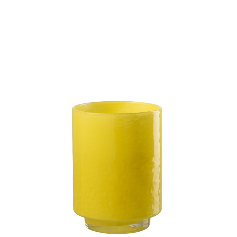 Vaso cilíndrico em vidro amarelo 16x16x22,5 cm Vaso cilíndrico em vidro amarelo 16x16x22,5 cm